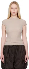 Amomento Gray Wholegarment Cap Sleeve Knit Top In Gray