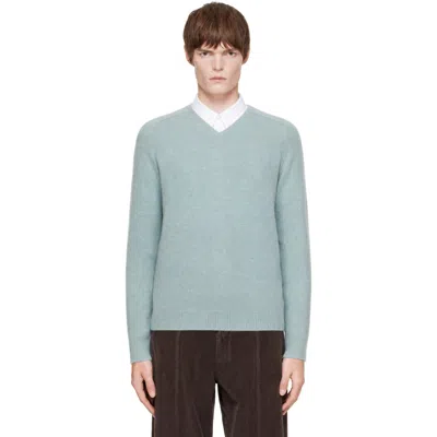 Amomento Green Racoon V-neck Sweater In Blue