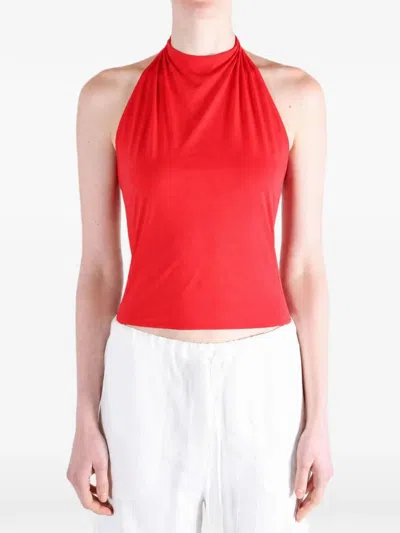 Amomento Halterneck Gathered Top In Red