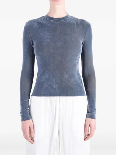 Amomento High-neck Long-sleeve T-shirt In Blue