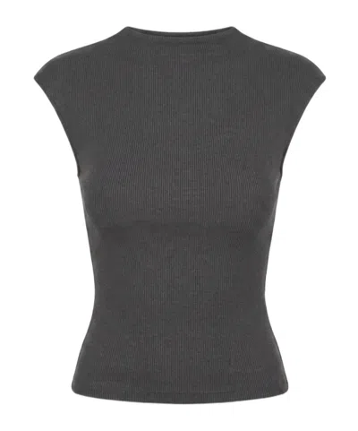 Amomento Jersey Mock Neck Top In Black