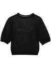 Amomento Gestricktes Cropped-t-shirt In Schwarz