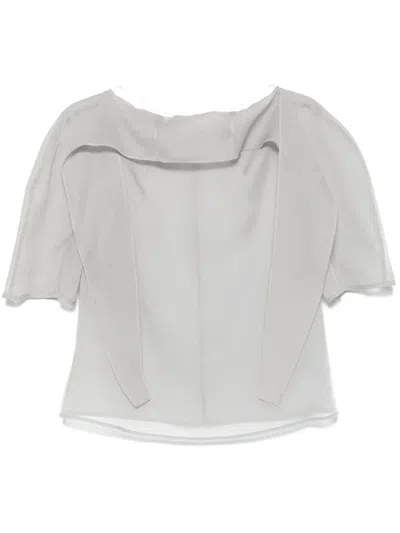 Amomento Knotted-collar Blouse In Grey | ModeSens