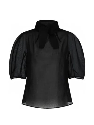 Amomento Knotted Collar Top In Black