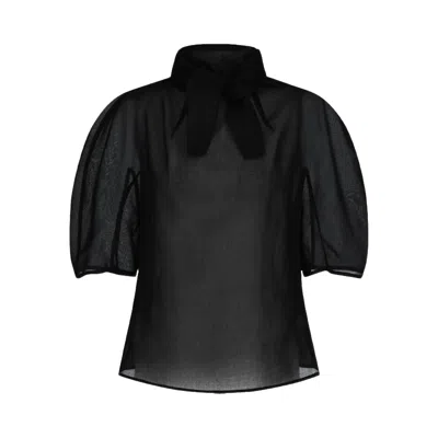 Pre-owned Amomento Knotted Collar Top 'black' | Women's Size 1
