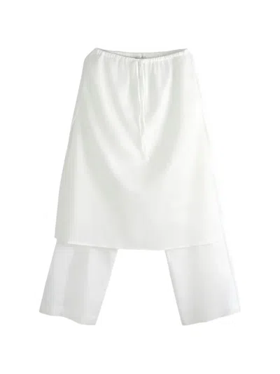 Amomento Layered Drawstring Trousers In White