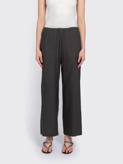 Amomento Drawstring Linen Trousers In Black