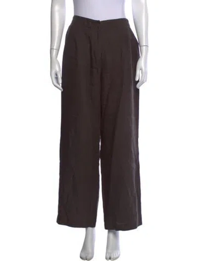 Pre-owned Amomento Linen Wide Leg Pants In Brown