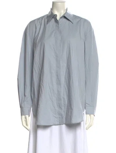 Pre-owned Amomento Long Sleeve Button-up Top In Blue