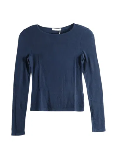 Amomento Long-sleeve Boat-neck Top In Blue