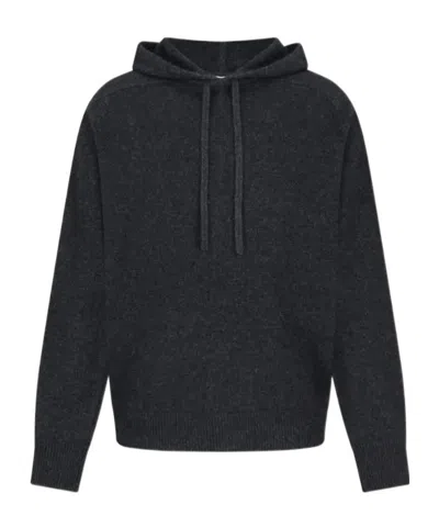 Amomento Long-sleeve Knitted Hoodie In Black