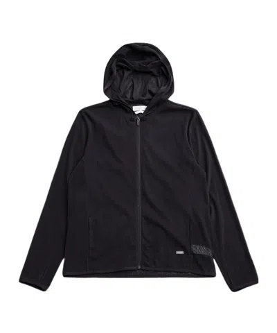 Amomento Mesh Hooded Zip-up Jacket In Black
