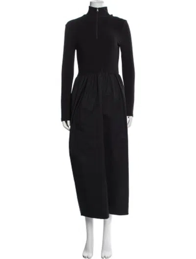 Pre-owned Amomento Mock Neck Long Dress In Black