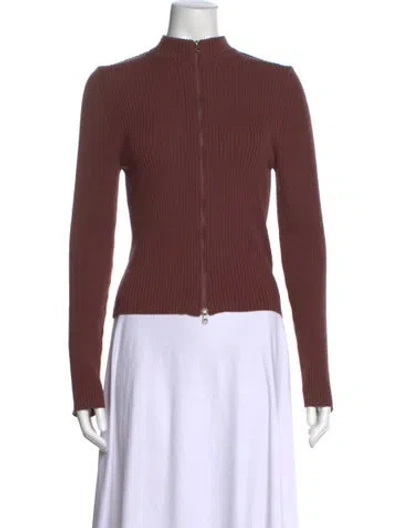 Pre-owned Amomento Mock Neck Long Sleeve Top In Brown