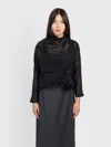Amomento Mockneck Two Way Blouse In Black