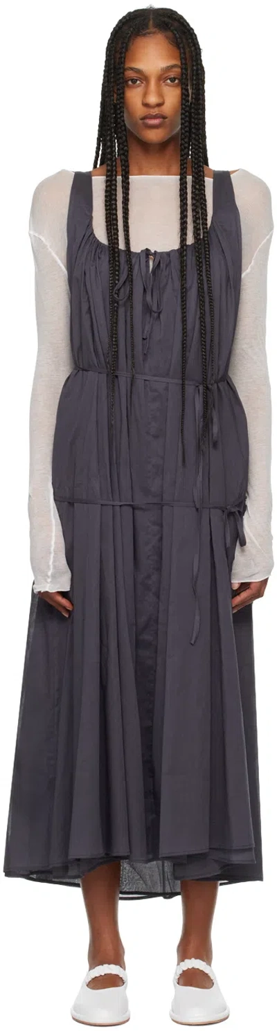 Amomento Navy Neck Shirring Maxi Dress