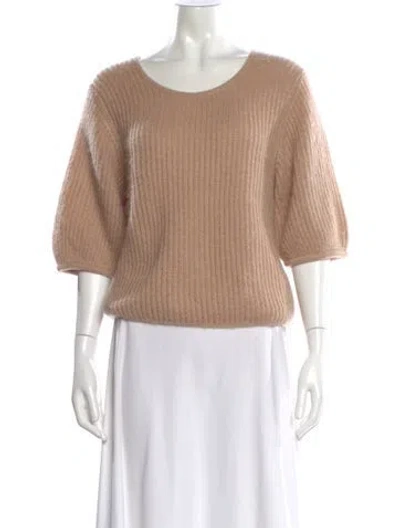 Pre-owned Amomento Nylon Scoop Neck Sweater In Brown