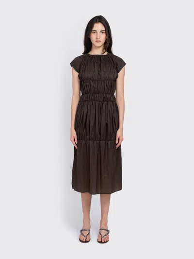Amomento Nylon Shirring Dress In Brown