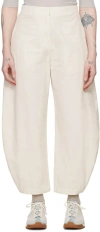 AMOMENTO OFF-WHITE CURVED LEG TROUSERS