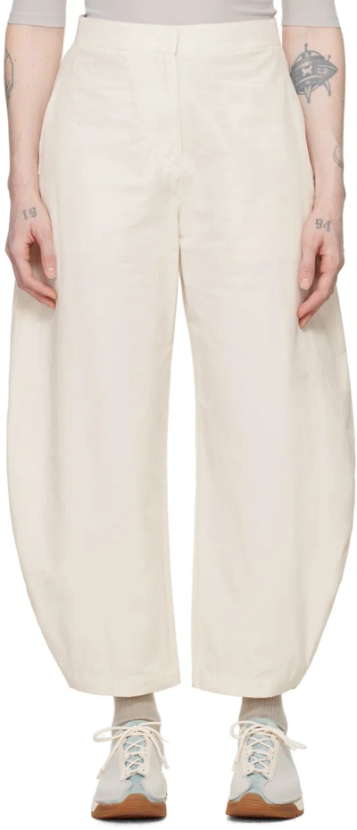 Amomento Off-white Curved Leg Trousers In Ecru