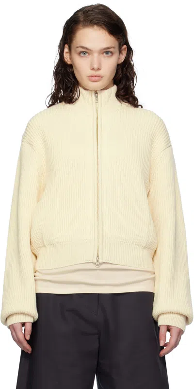 Amomento Off-white Full Needle Crop Sweater In Ivory