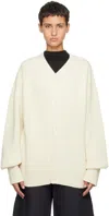 Amomento Off-white V-neck Cardigan In Ecru