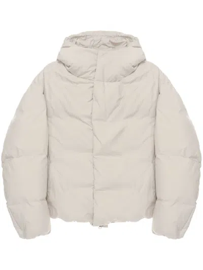 Amomento Off-white Hooded Down Puffer Jacket In Ecru