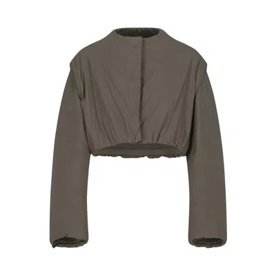 Pre-owned Amomento Padded Nylon Crop Jumper 'brown' | Women's Size 1