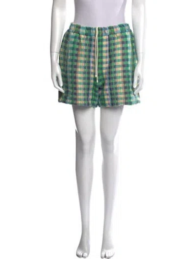 Pre-owned Amomento Plaid Print Mini Shorts In Green