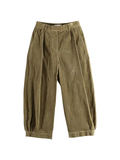 Amomento Pleated Corduroy Trousers In Green