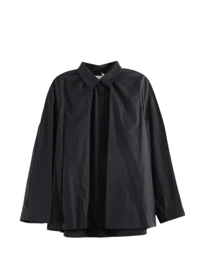 Amomento Pleated Long-sleeve Shirt In Black
