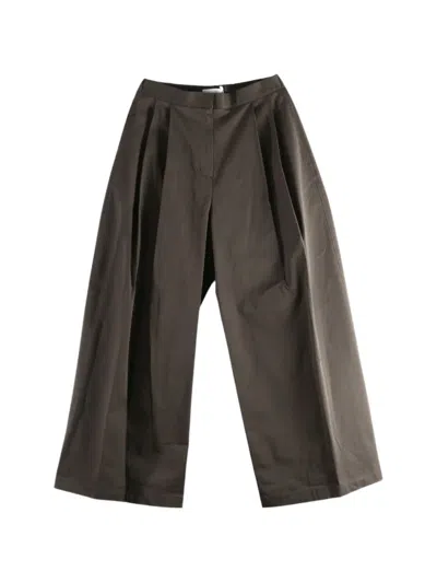 Amomento Pleated Wide-leg Trousers In Brown