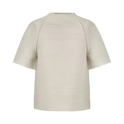 Pre-owned Amomento Pleats Raglan Top 'beige' | Cream | Women's Size 1 In White