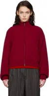 Amomento Red Full Needle Crop Sweater In Red