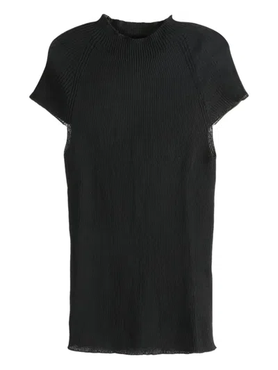 Amomento Ribbed Short-sleeve Top In Black