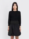Amomento Round Neck Crop Cardigan In Black