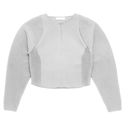 Pre-owned Amomento Rounded Zip-up Cardigan 'grey' | Women's Size 0
