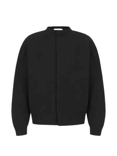 Amomento Rounded-sleeve Cardigan In Black