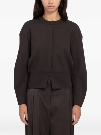 Amomento Rounded-sleeve Cardigan In Brown