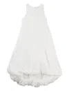 Amomento White Cotton Volume Shirring Minidress In White