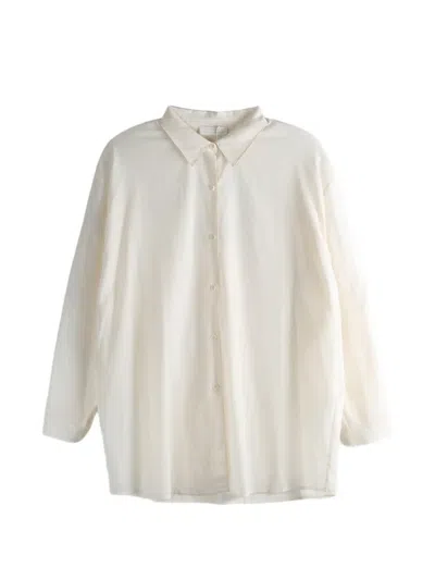 Amomento Semi-sheer Long-sleeve Shirt In White