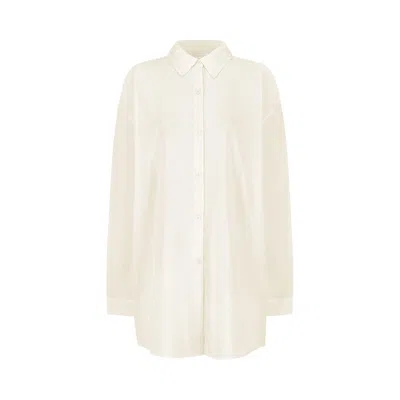Pre-owned Amomento Sheer Cotton Classic Shirt 'ivory' | Cream | Women's Size 1 In White
