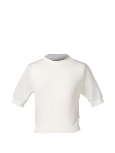 Amomento Sheer Cropped T-shirt In White