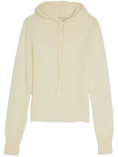 Amomento Sheer Knitted Hoodie In Neutrals