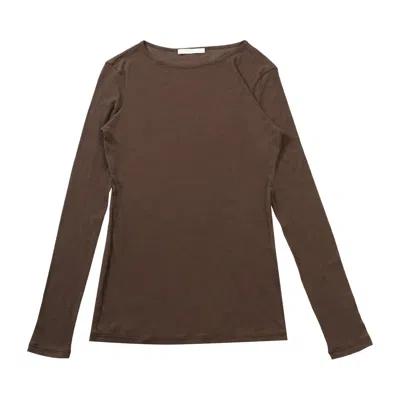 Pre-owned Amomento Sheer Long-sleeve Tee 'brown' | Women's Size 0