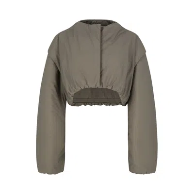 Pre-owned Amomento Sheer Nylon Padded Crop Jumper 'grey' | Women's Size 1