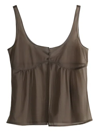 Amomento Sheer Panelled Camisole In Brown