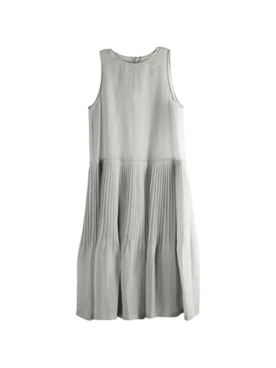 Amomento Sheer Pleated Dress In Gray