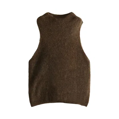 Pre-owned Amomento Sheer Sleeveless Top 'brown' | Women's Size 0