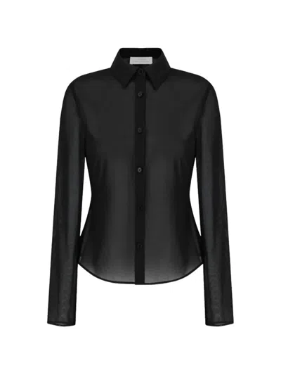 Amomento Sheer Slim-fit Shirt In Black